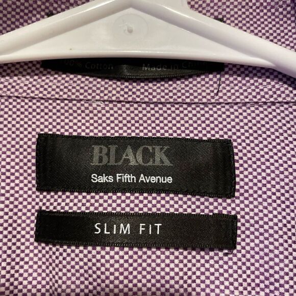 Saks Fifth Avenue Button Up Shirt Mens Purple Striped - Picture 7 of 9